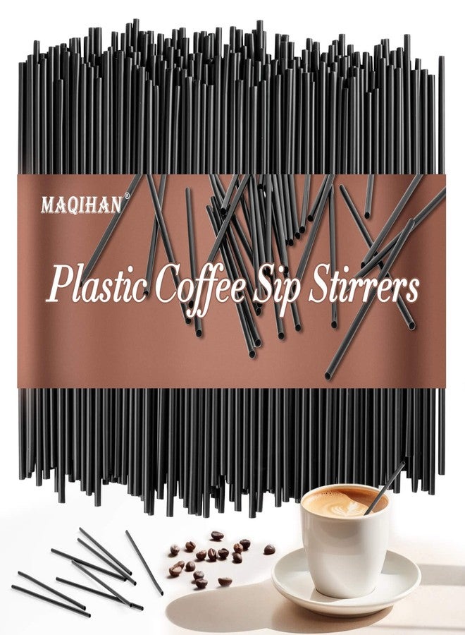 MAQIHAN شفاطات كوكتيل ماكيهان - شفاطات بلاستيكية سوداء مع أعواد تقليب للمشروبات، طولها 5 بوصات، للاستخدام مرة واحدة، مناسبة للقهوة والحليب والعصير والكوكتيل والشوكولاتة، مثالية للحفلات والحانات. (600) - Image 1